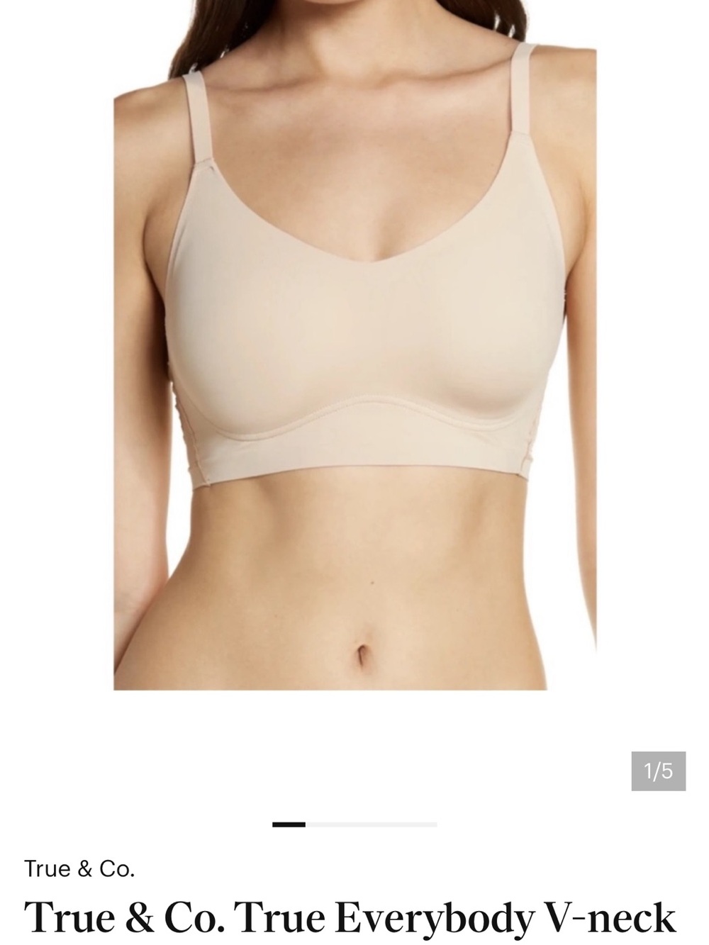 True & Co. Seamless V-Neck Wire-Free Bra - Nude